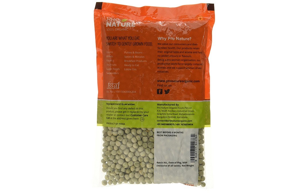 Pro Nature Organic Peas (Green)    Pack  500 grams